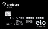 Cartão de Banco Bradesco Prime cor preta com bandeira Elo Nanquim