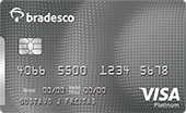 Cartão de Banco Bradesco cor cinza escuro com bandeira Visa Platinum