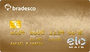 Cartão de Banco Bradesco cor bronze com bandeira Elo Mais 