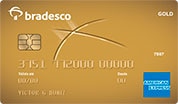 Cartão de Banco Bradesco Gold cor bronze com bandeira American Express