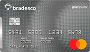 Cartão de Banco Bradesco cor cinza com bandeira MasterCard Platinum