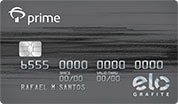 Cartão de Banco Bradesco Prime cor cinza com bandeira Elo Mais
