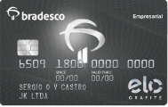 Cartão de Banco Bradesco cor cinza com bandeira Bradesco Empresarial Elo Grafite