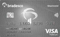 Cartão de Banco Bradesco cor cinza escuro com bandeira Bradesco Empresarial Visa Platinum